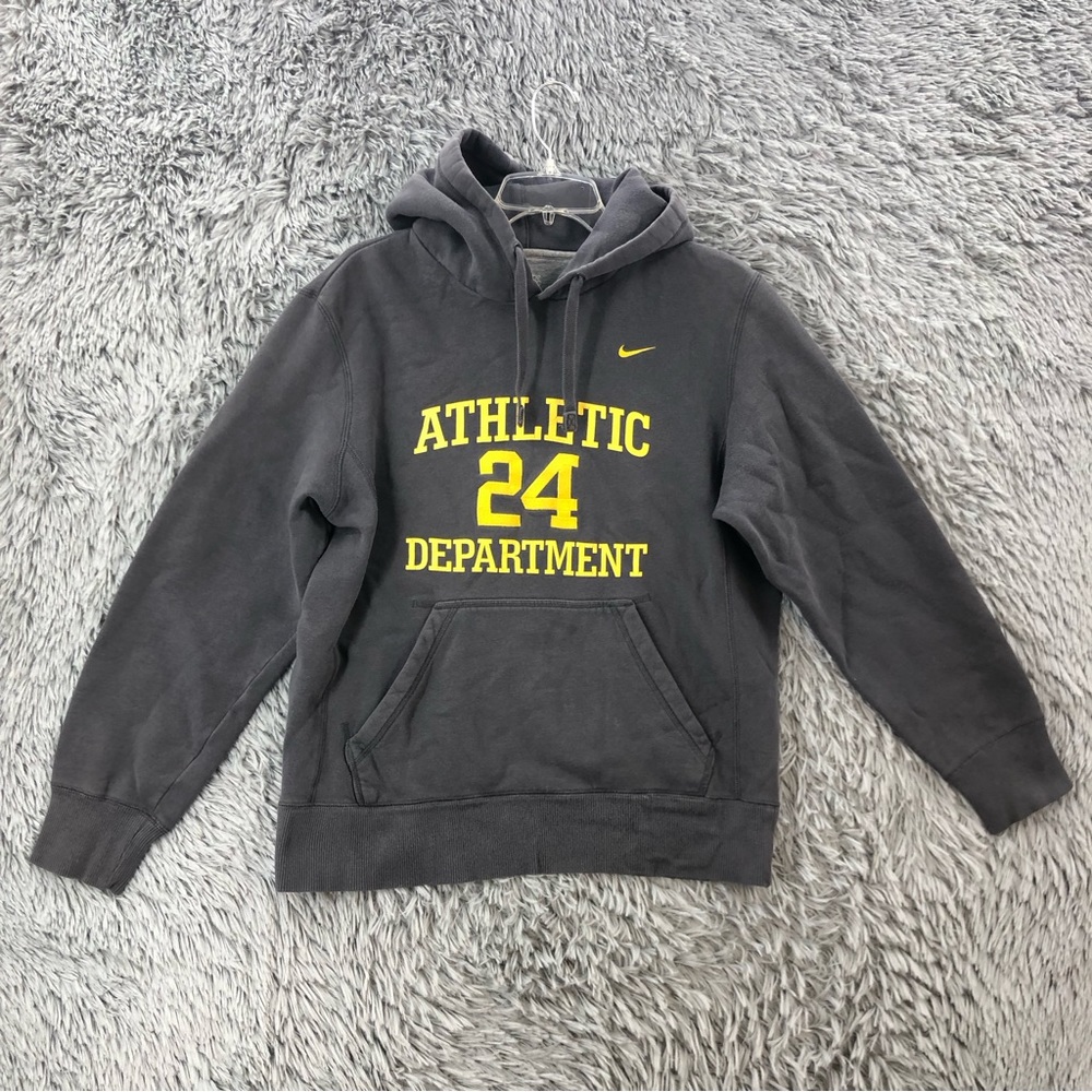Nike Sweatshirt Unisex Medium Gray Kangaroo Pocket Hoodie Logo Embroidered